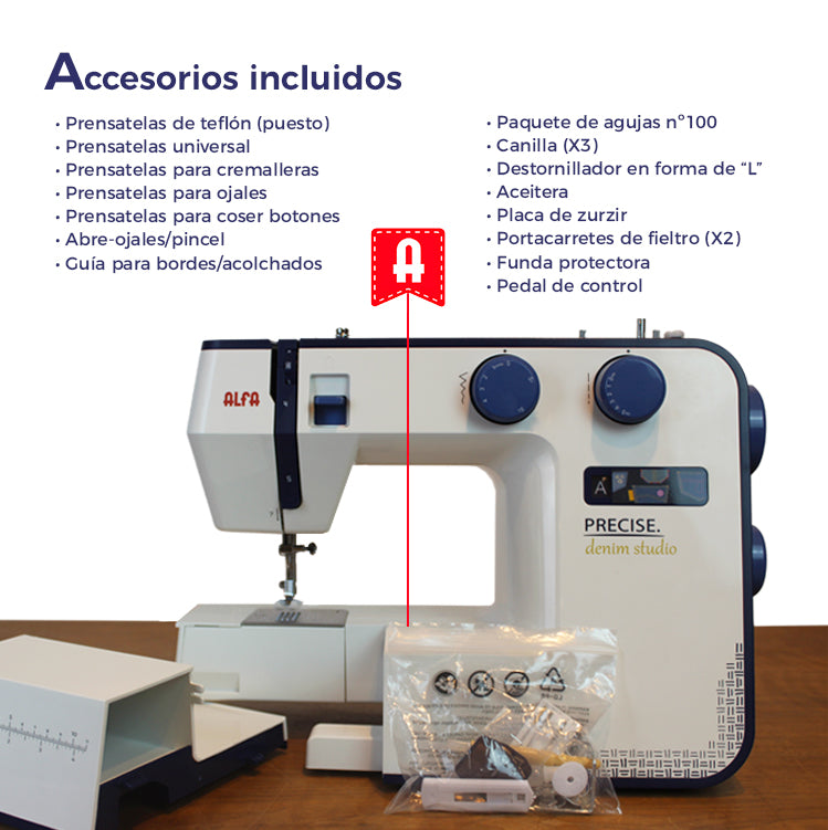 Accesorios incluidos con la Alfa Denim Studio Precise