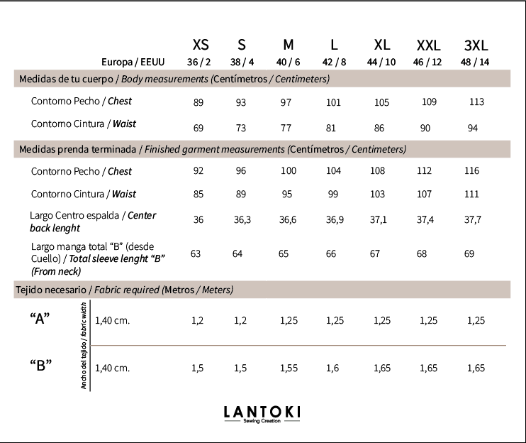 Top Miki – patrón de costura PDF, tallas