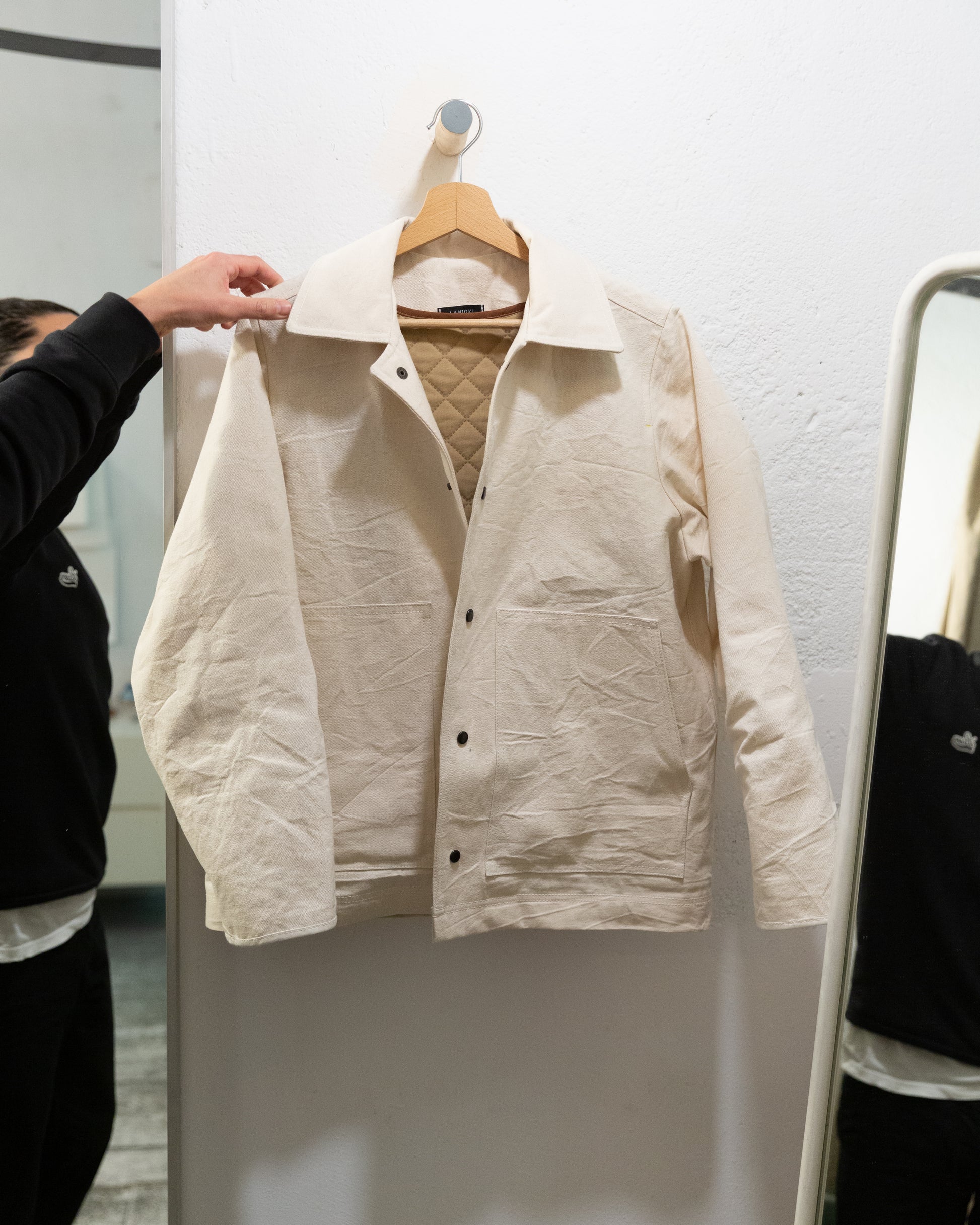 Chaleco Worker – patrón de costura PDF, vista frontal en chaqueta