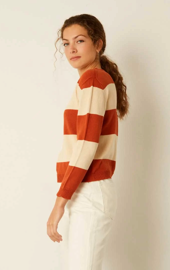 FABBRIC - Jersey rayas Chocolate L